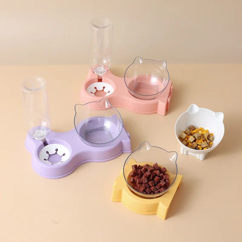 Automatic Pet Food and Water Bowl Feeder Drinking Fountain